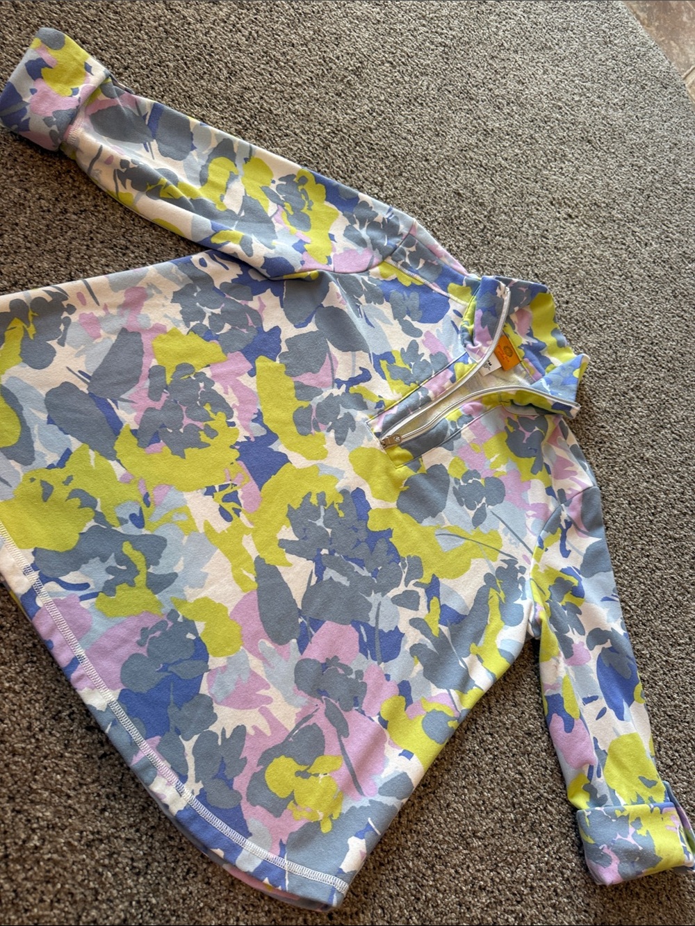 Ruby Rd. Floral Print Pullover in Yellow, Blue, Pink, Gray